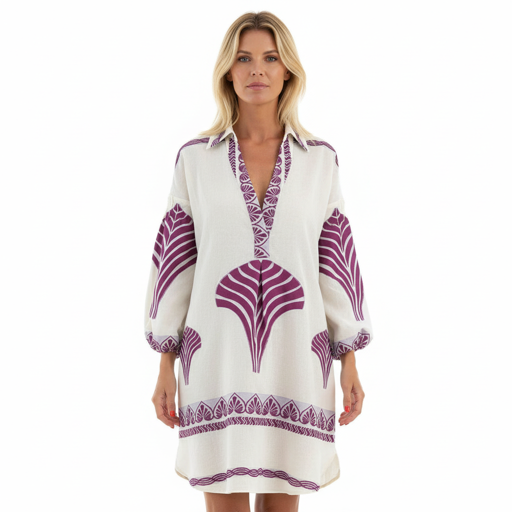 FALUVA Mila Tunic Shirt Mini Dress Purple