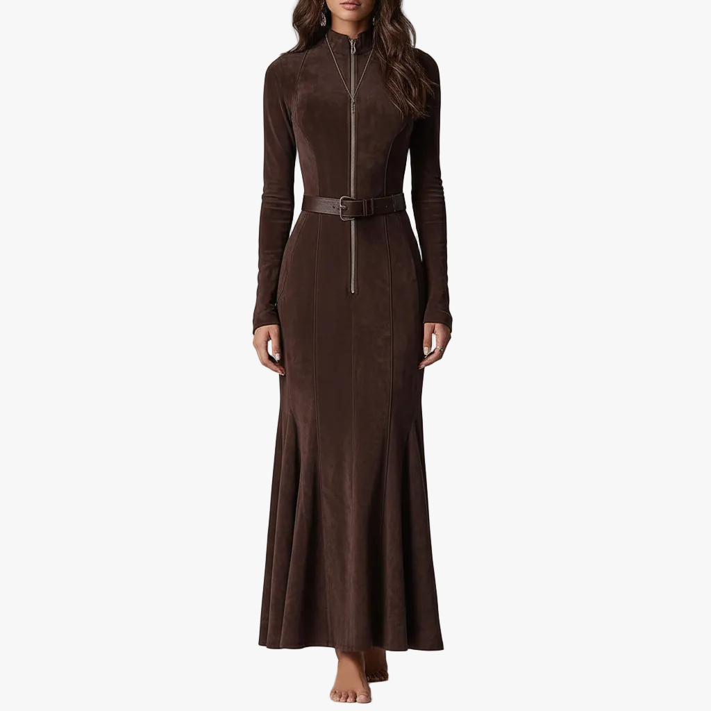 FALUVA Millie Belted Maxi Dress Brown