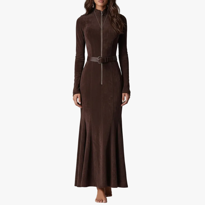 FALUVA Millie Belted Maxi Dress Brown
