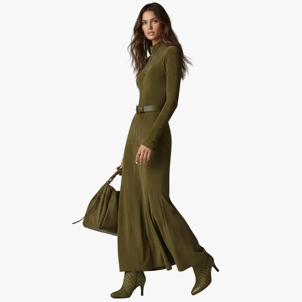 FALUVA Millie Belted Maxi Dress Green