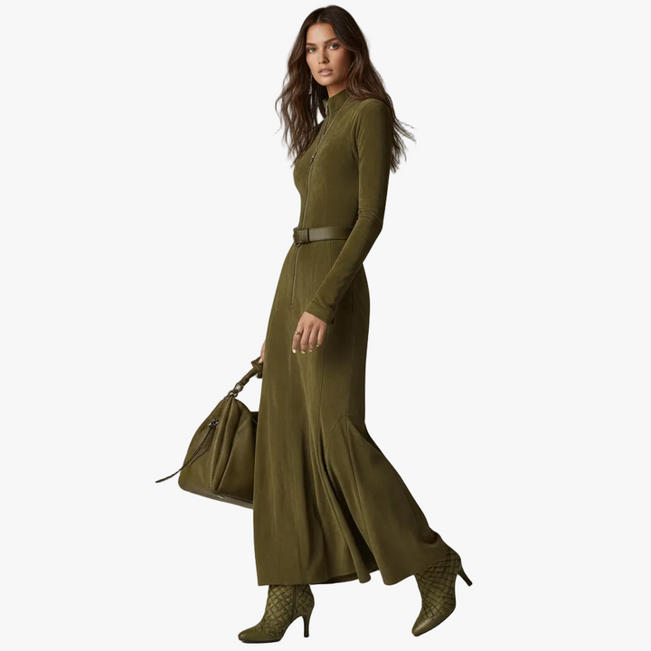 FALUVA Millie Belted Maxi Dress Green