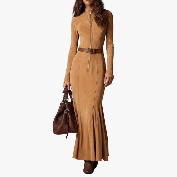 FALUVA Millie Belted Maxi Dress Camel