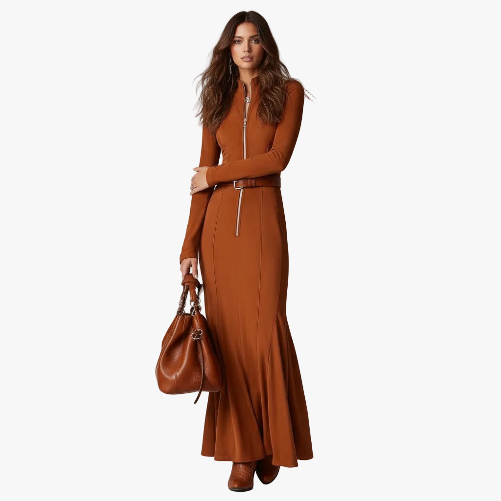 FALUVA Millie Belted Maxi Dress Orange