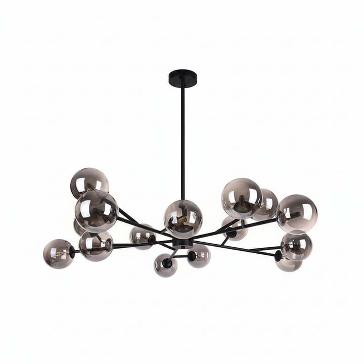 FALUVA Miro Modern Linear Chandelier - 15-Light Bubble Design Black