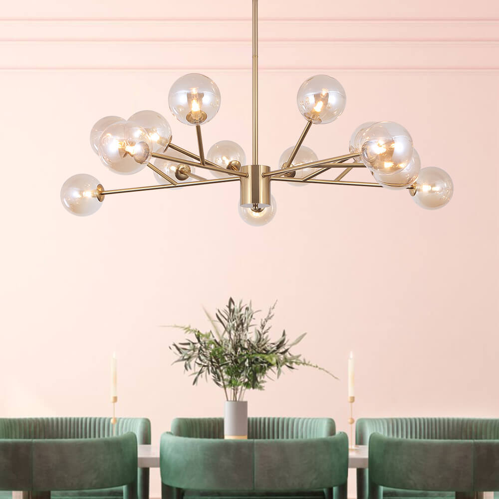 FALUVA Miro Modern Linear Chandelier - 15-Light Bubble Design