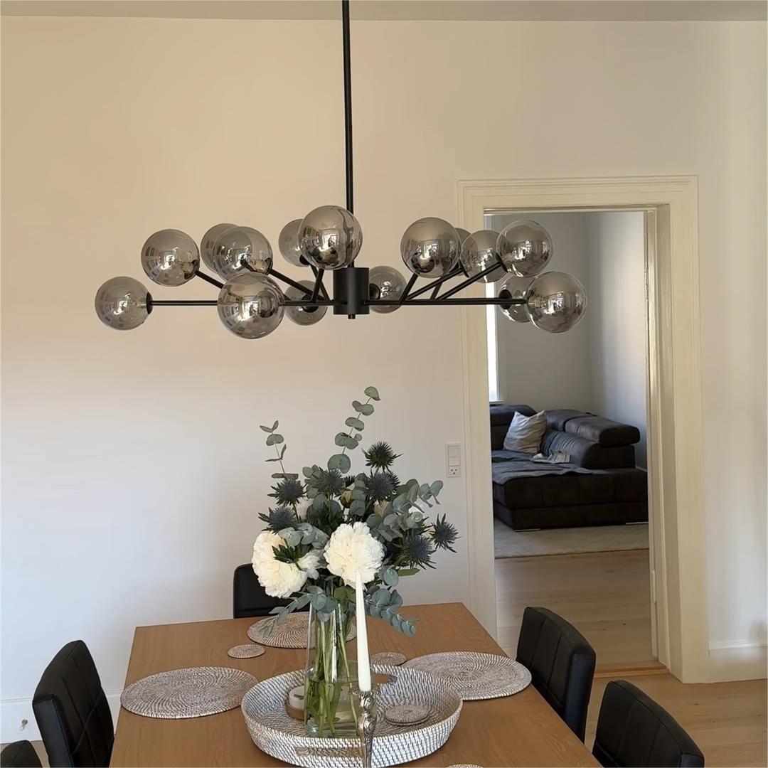 FALUVA Miro Modern Linear Chandelier - 15-Light Bubble Design