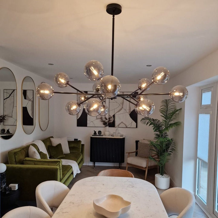 FALUVA Miro Modern Linear Chandelier - 15-Light Bubble Design