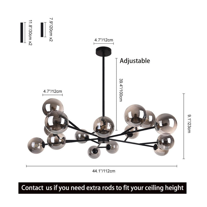 FALUVA Miro Modern Linear Chandelier - 15-Light Bubble Design