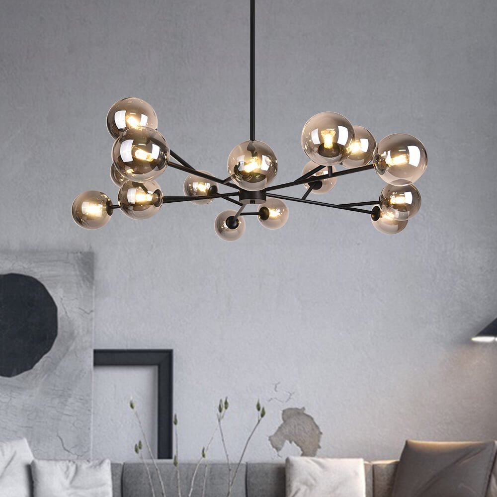 FALUVA Miro Modern Linear Chandelier - 15-Light Bubble Design