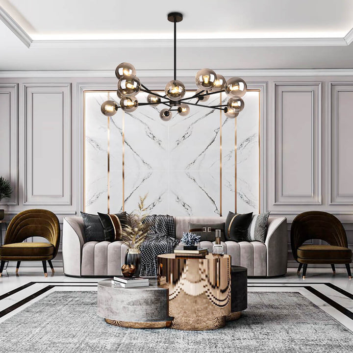 FALUVA Miro Modern Linear Chandelier - 15-Light Bubble Design