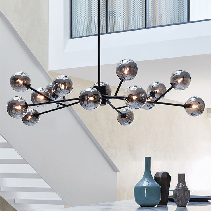 FALUVA Miro Modern Linear Chandelier - 15-Light Bubble Design