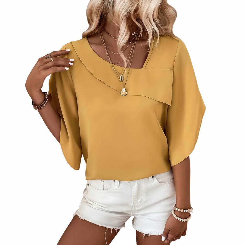 FALUVA Nora Skew Neck Blouse ginger-colored