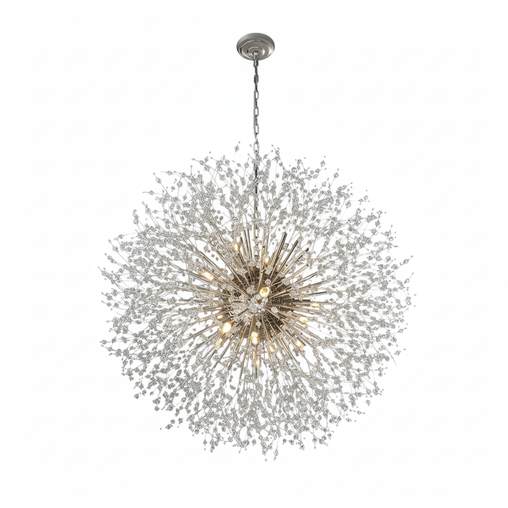 FALUVA Nova Firework Sputnik Chandelier - 20-Light Luxury Oversized Chrome