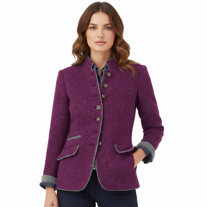 FALUVA Ozi Elegant Cardigan - High Collar Knit Purple