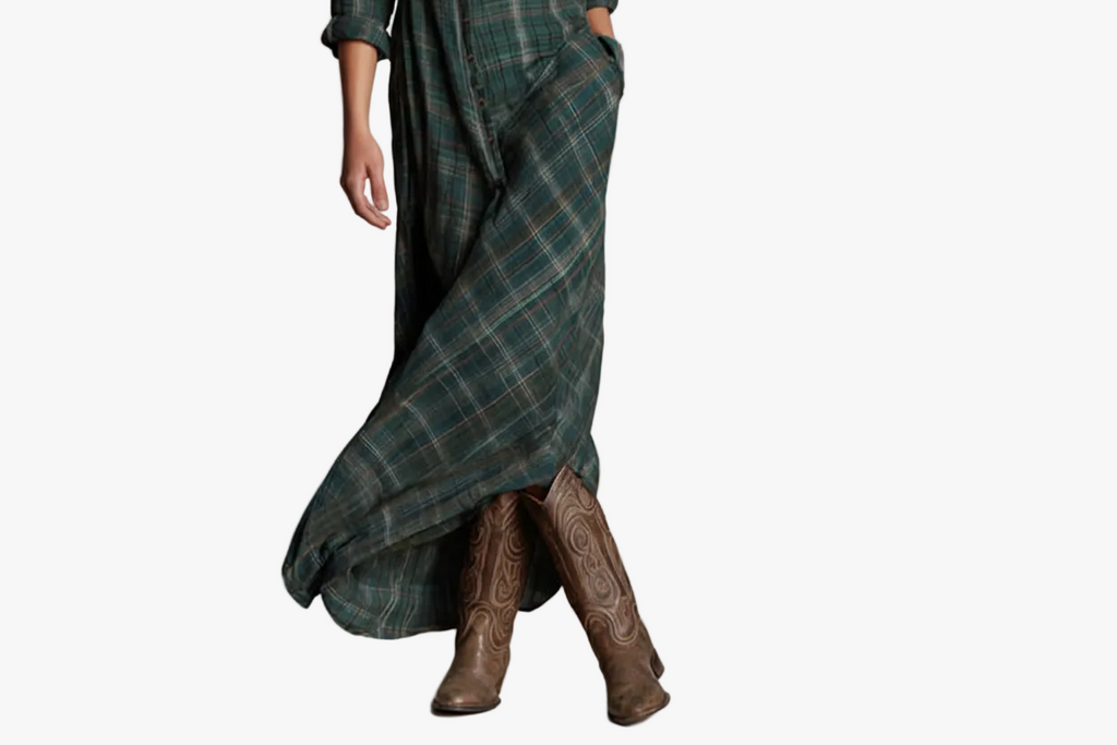 FALUVA Prue Plaid Shirt Long Dress