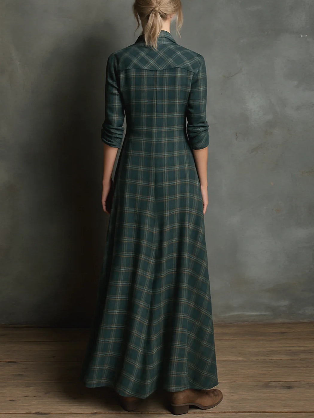 FALUVA Prue Plaid Shirt Long Dress
