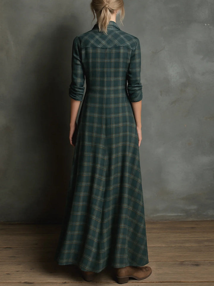 FALUVA Prue Plaid Shirt Long Dress