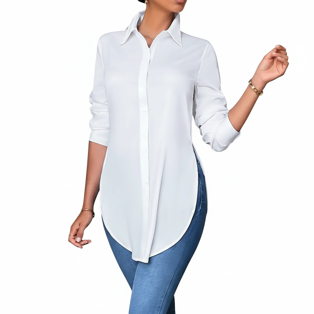 FALUVA Pyla Split Button Front Shirt White