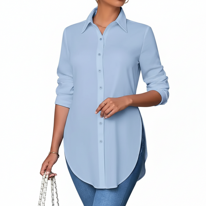 FALUVA Pyla Split Button Front Shirt Bright Steel Blue