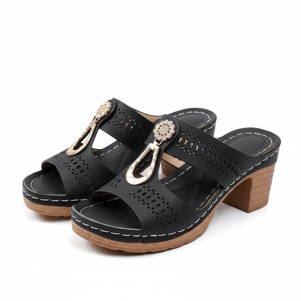 FALUVA Rylee Orthopedic Comfort Sandal Black