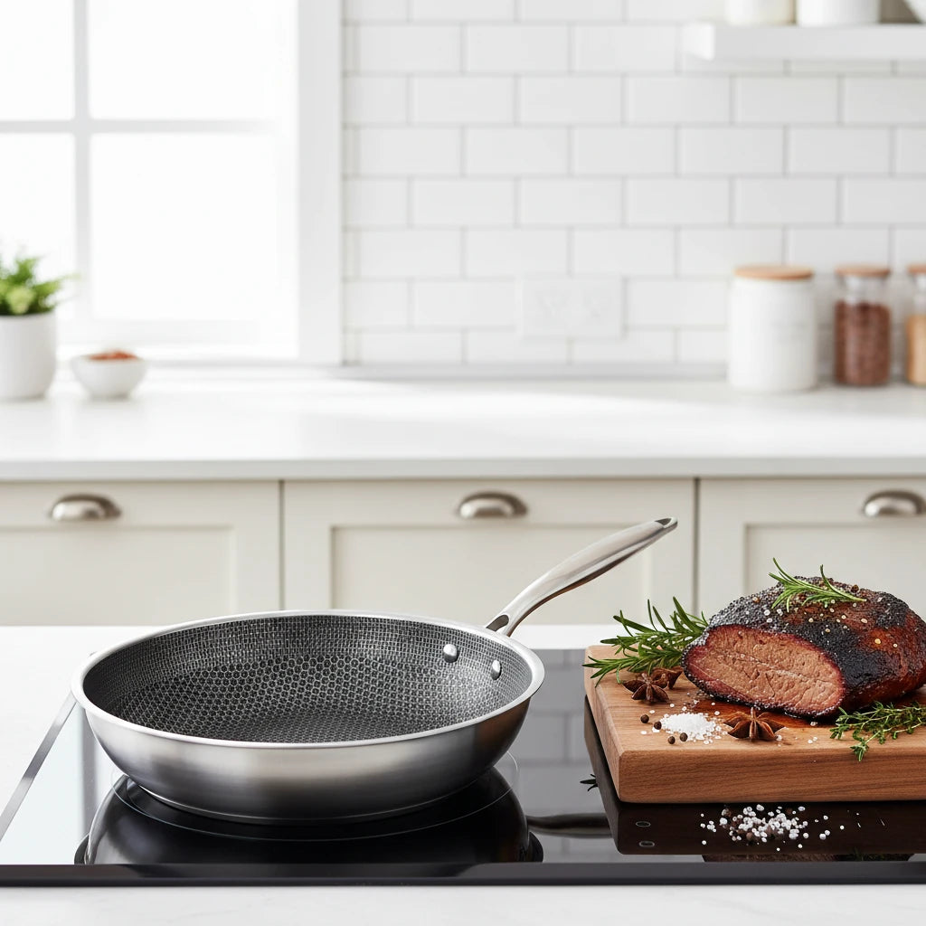 FALUVA Scratch-Resistant Frying Pan Honeycomb Structure