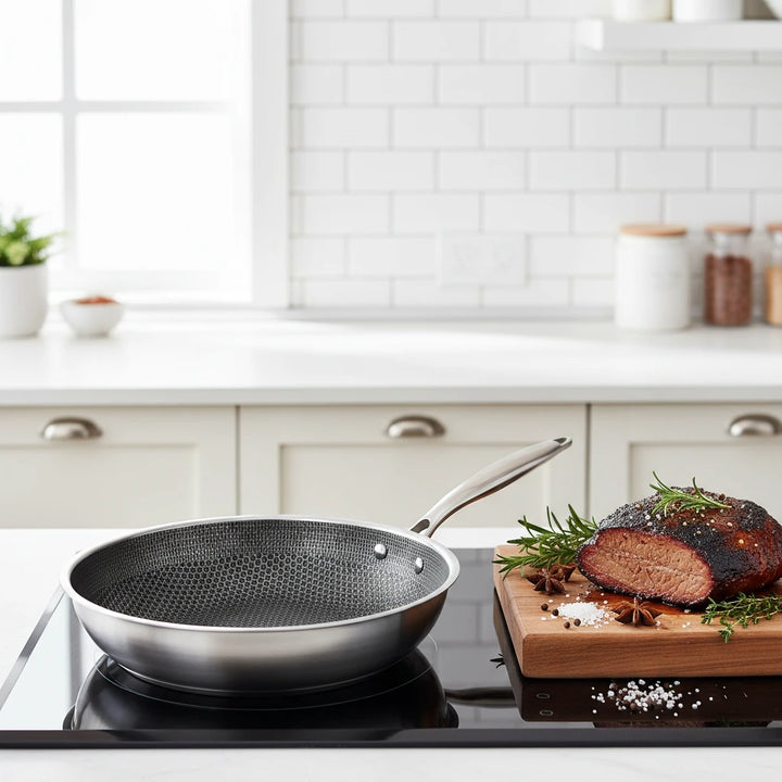 FALUVA Scratch-Resistant Frying Pan Honeycomb Structure