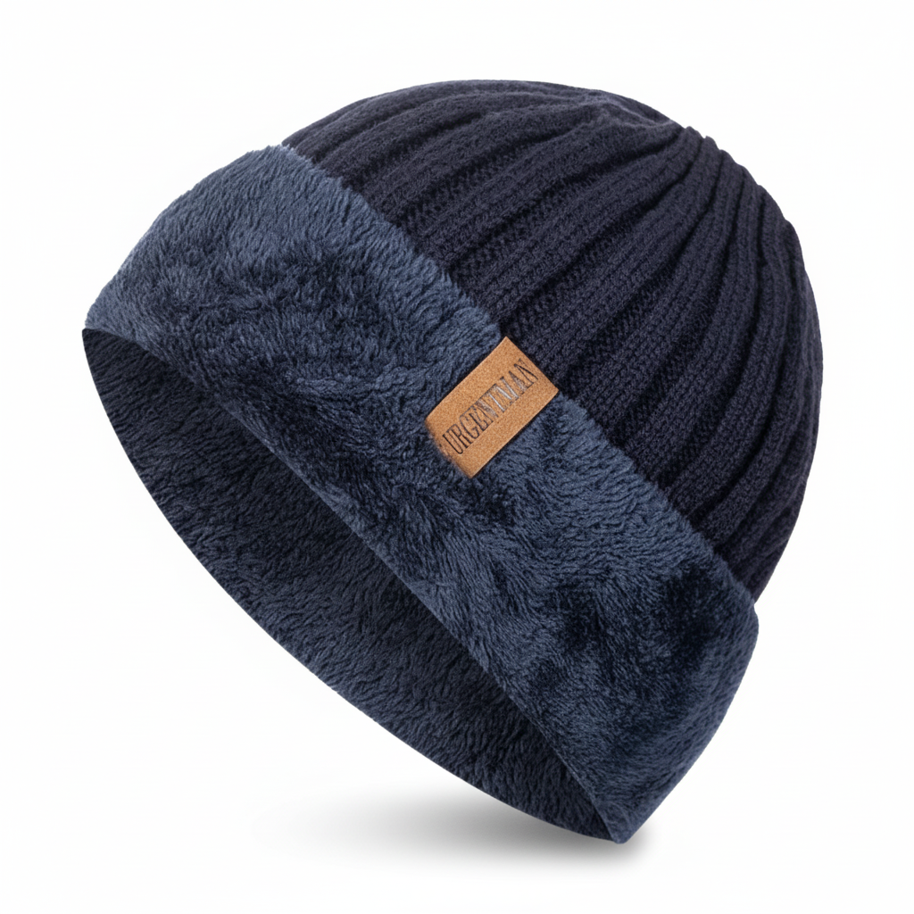 FALUVA Silas Thick Plush Beanie Navy