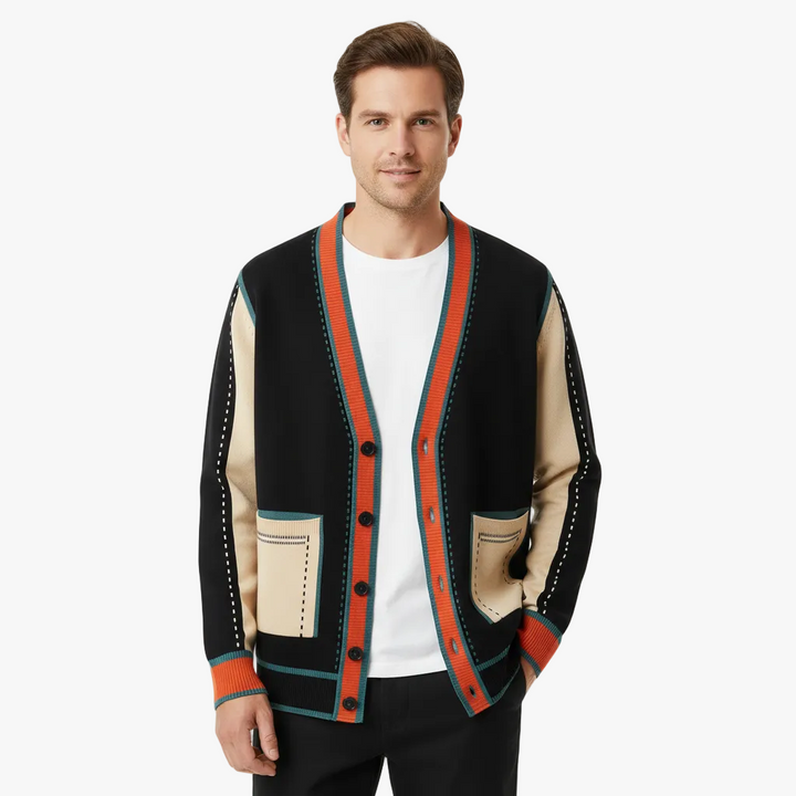 FALUVA Sloane Cardigan - Wool Blend Patch Pocket Black