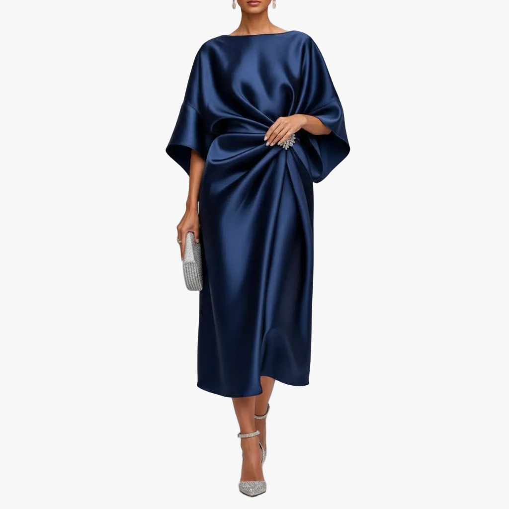 FALUVA Sloane Satin Maxi Dress Midnight Blue
