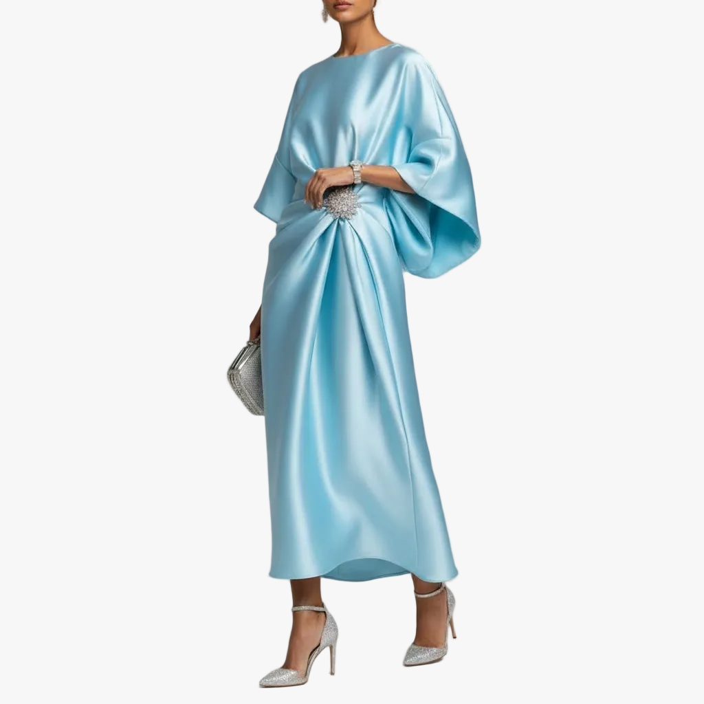 FALUVA Sloane Satin Maxi Dress Sky Blue