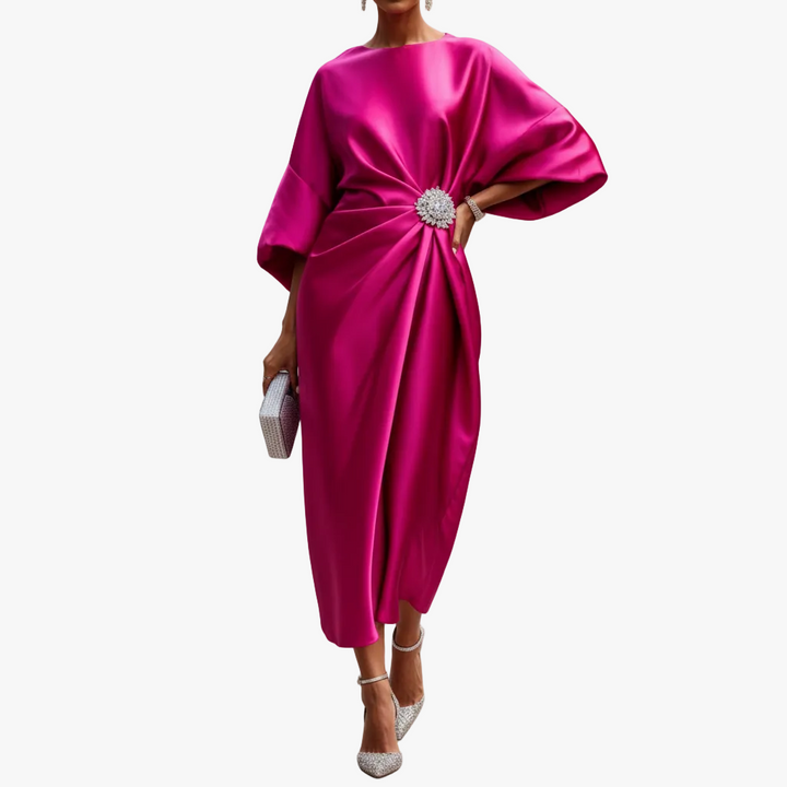 FALUVA Sloane Satin Maxi Dress Rose red