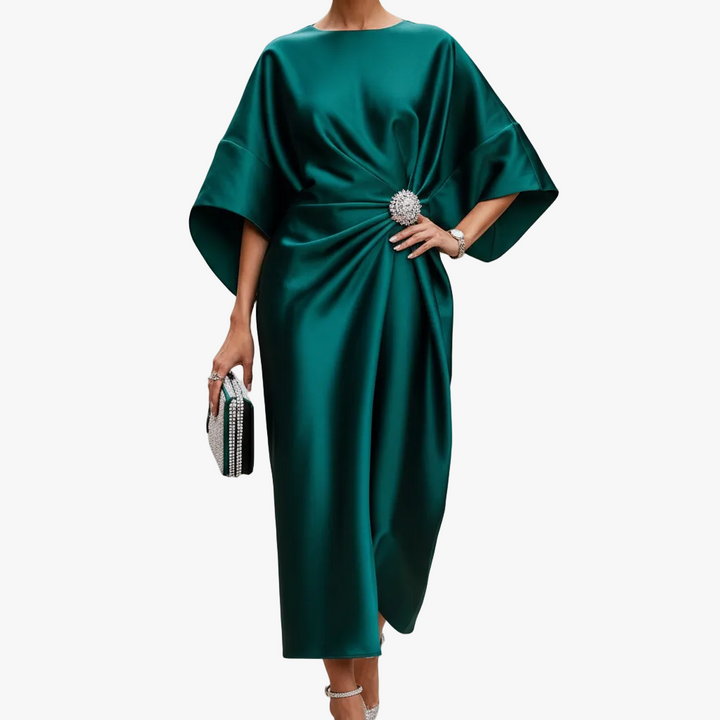 FALUVA Sloane Satin Maxi Dress Green
