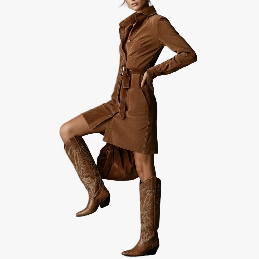 FALUVA Tanya Suede Midi Dress