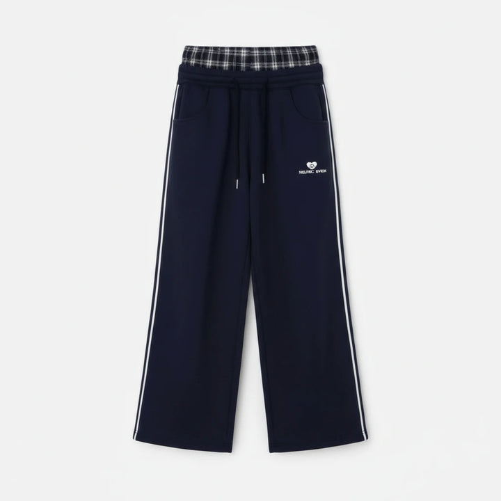 FALUVA Unisex Double Waist Baggy Sweatpants Blue