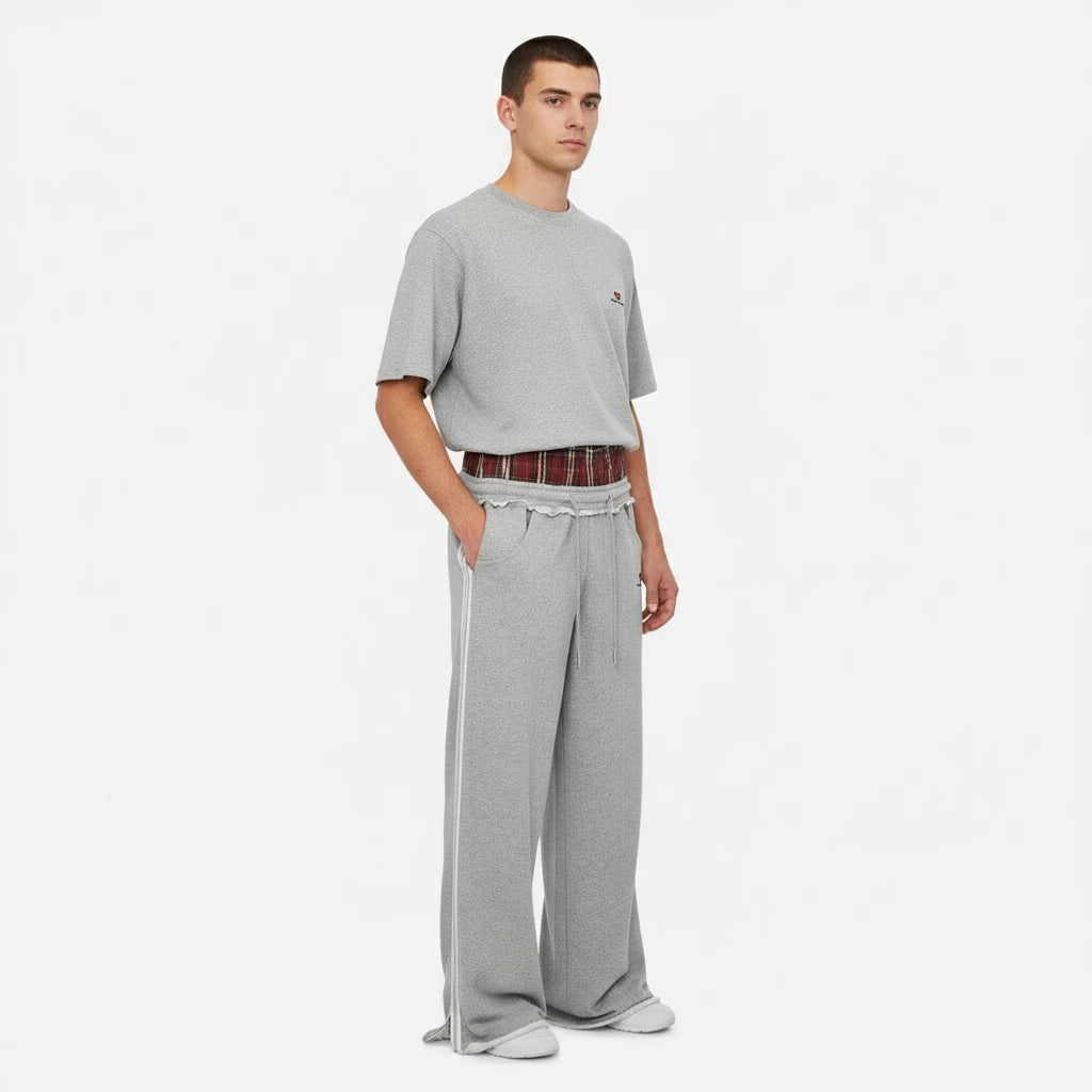 FALUVA Unisex Double Waist Baggy Sweatpants
