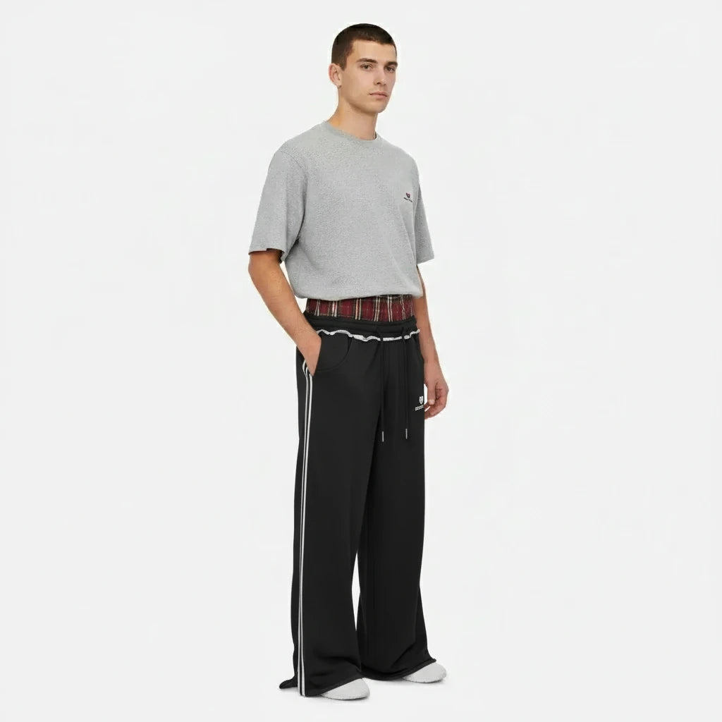 FALUVA Unisex Double Waist Baggy Sweatpants