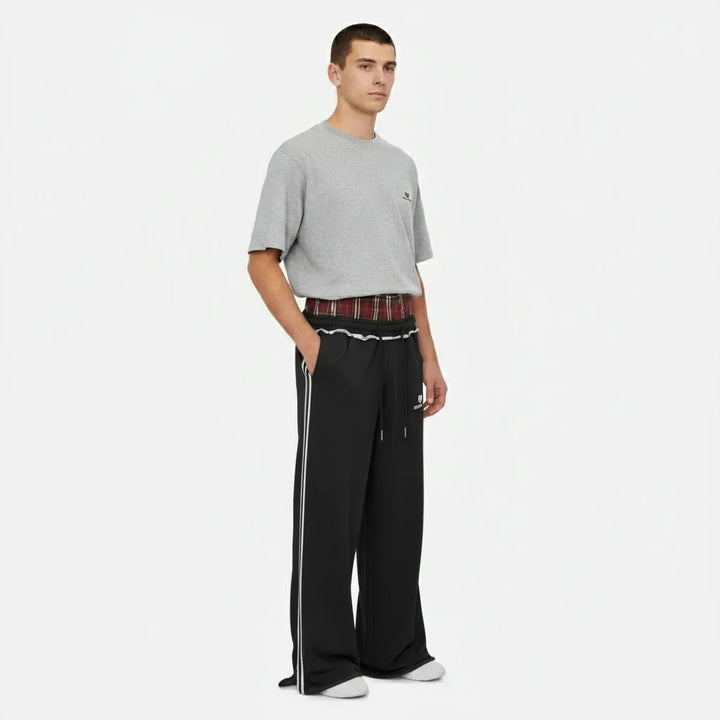 FALUVA Unisex Double Waist Baggy Sweatpants