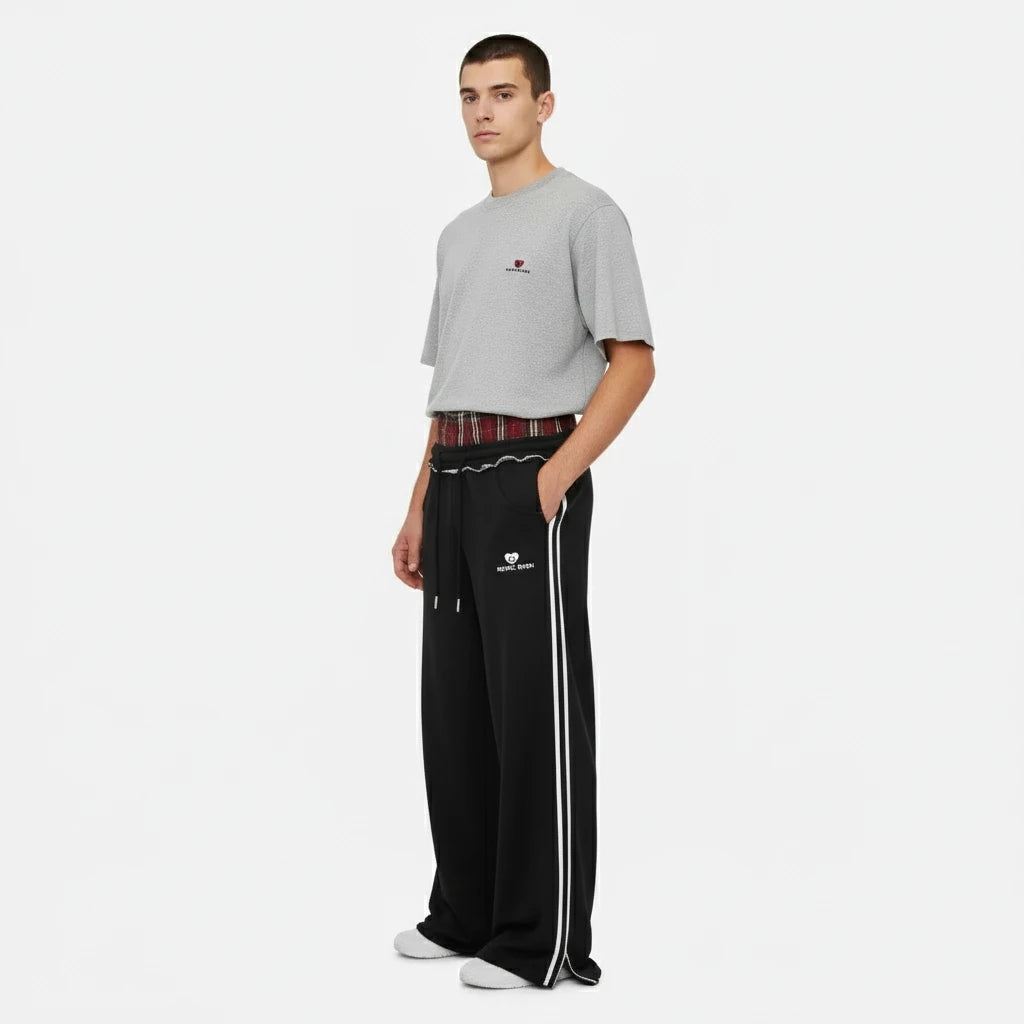 FALUVA Unisex Double Waist Baggy Sweatpants