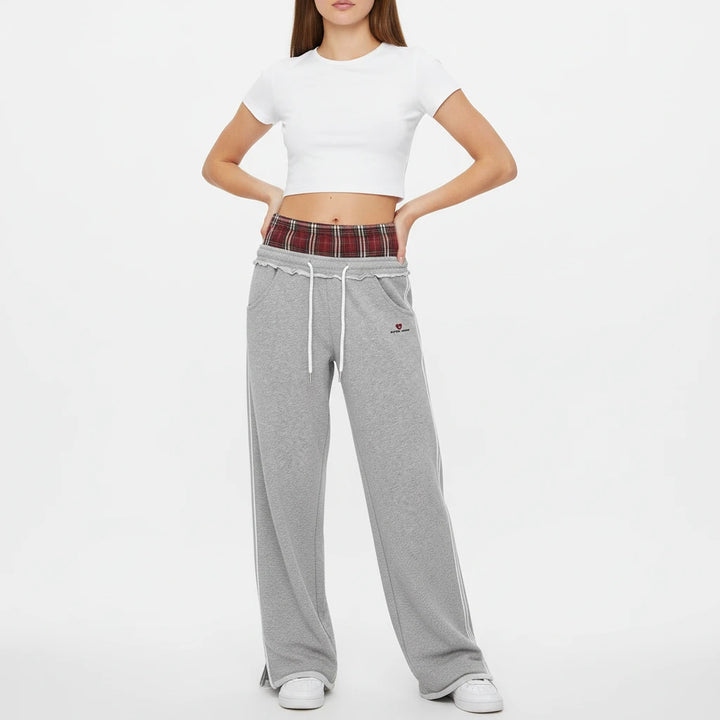 FALUVA Unisex Double Waist Baggy Sweatpants