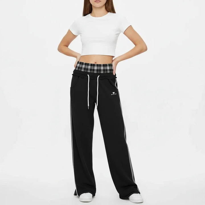 FALUVA Unisex Double Waist Baggy Sweatpants