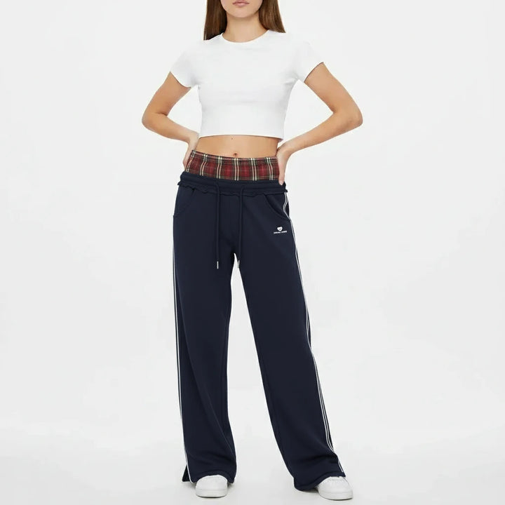 FALUVA Unisex Double Waist Baggy Sweatpants