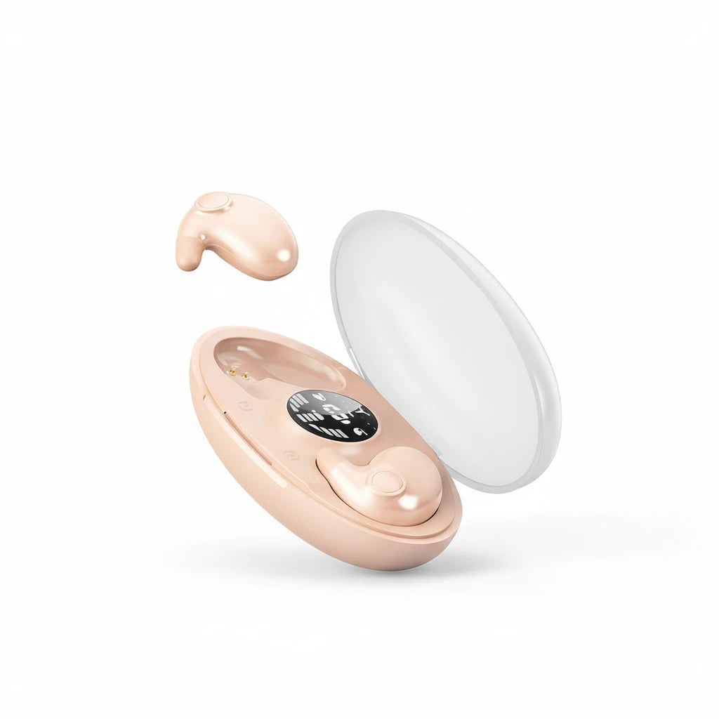 FALUVA Unisex Invisible Compact Wireless Bluetooth Earbuds for Sleep Beige