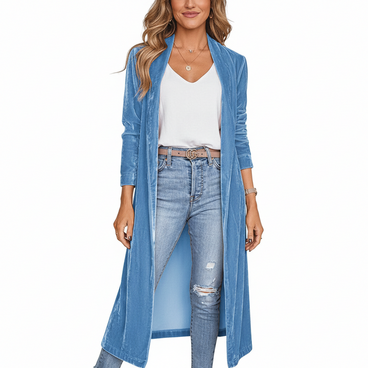 FALUVA Uzi Velvet Kimono Coat Blue
