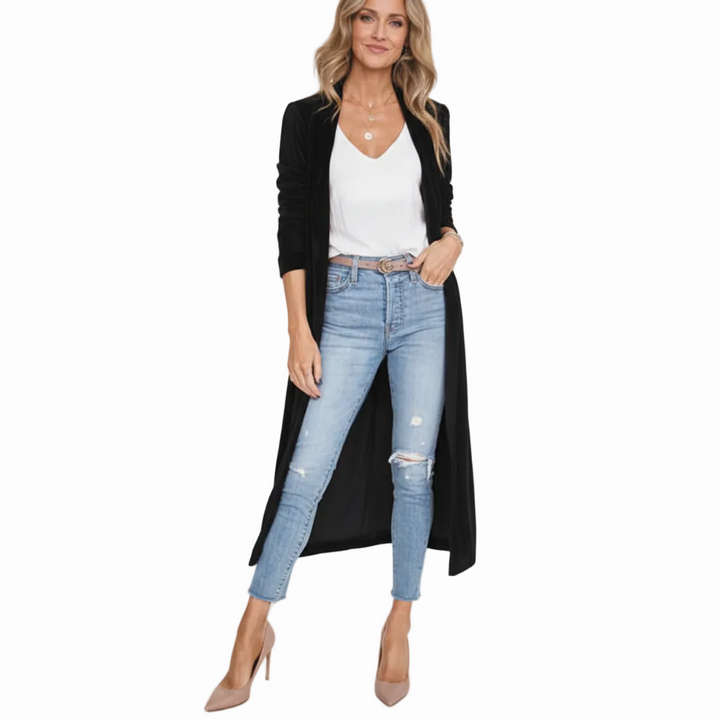 FALUVA Uzi Velvet Kimono Coat Black