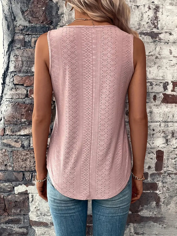 FALUVA Vel Eyelet Solid Tank Top