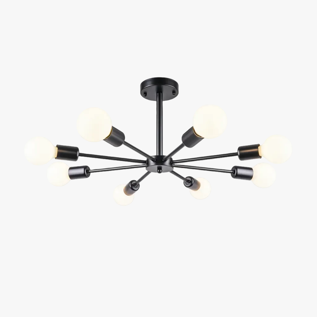 FALUVA Vera 8-Light Sputnik Semi-Flush Ceiling Light Black