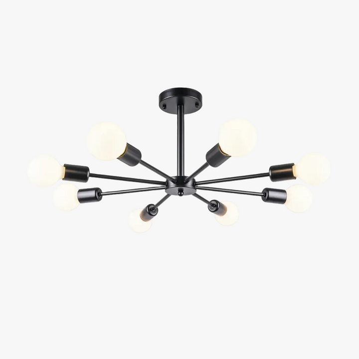 FALUVA Vera 8-Light Sputnik Semi-Flush Ceiling Light Black