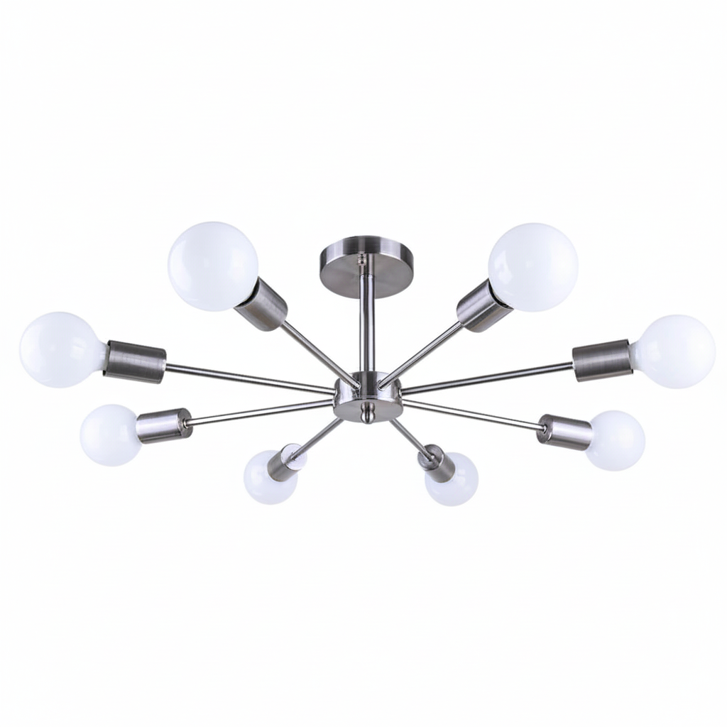 FALUVA Vera 8-Light Sputnik Semi-Flush Ceiling Light Chrome