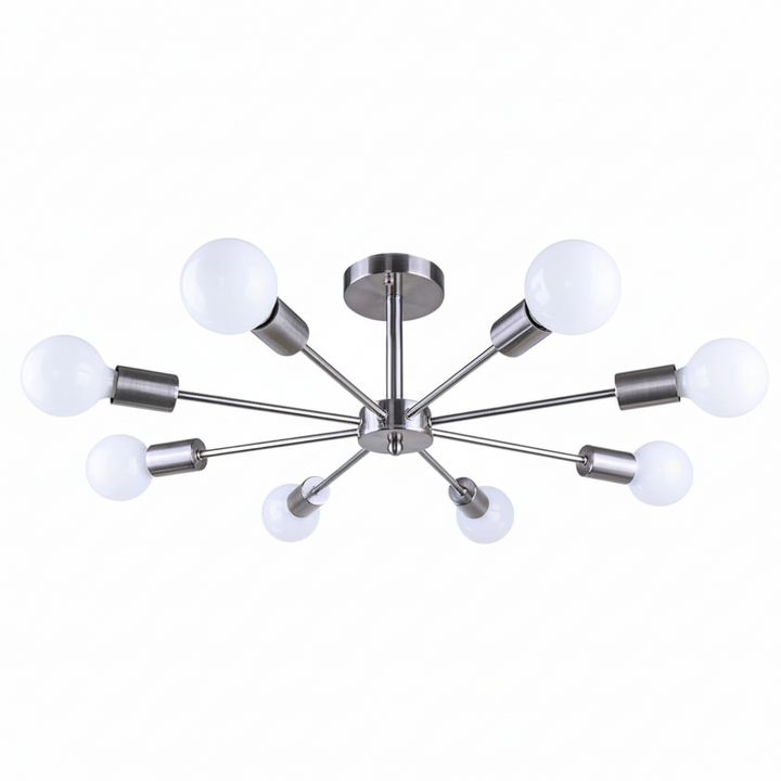 FALUVA Vera 8-Light Sputnik Semi-Flush Ceiling Light Chrome