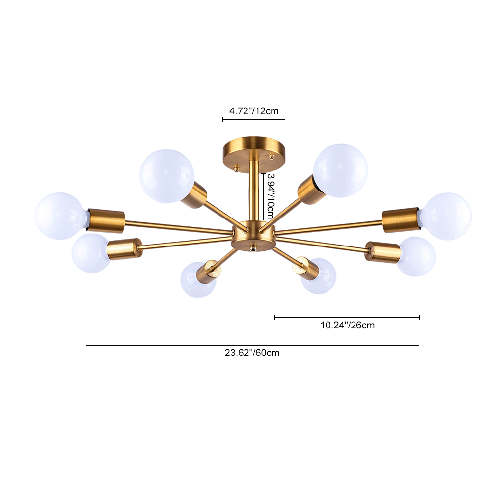 FALUVA Vera 8-Light Sputnik Semi-Flush Ceiling Light